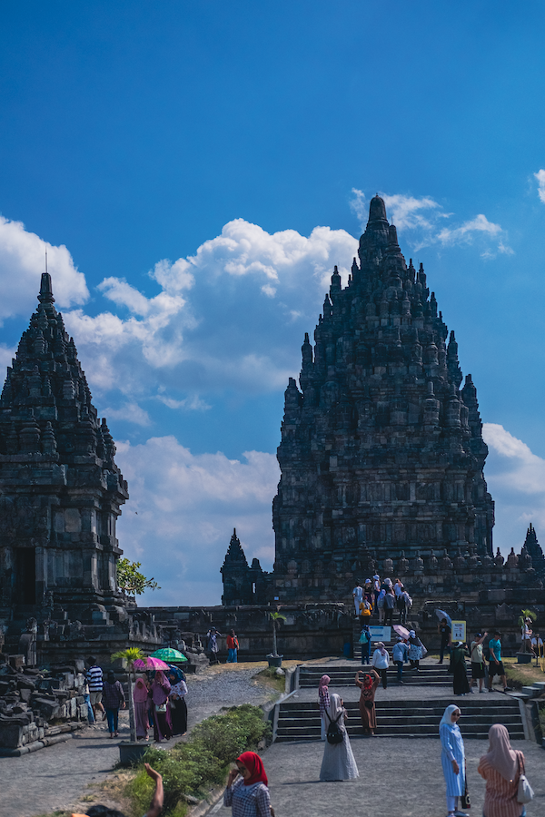 View of Prambanan temple in summer