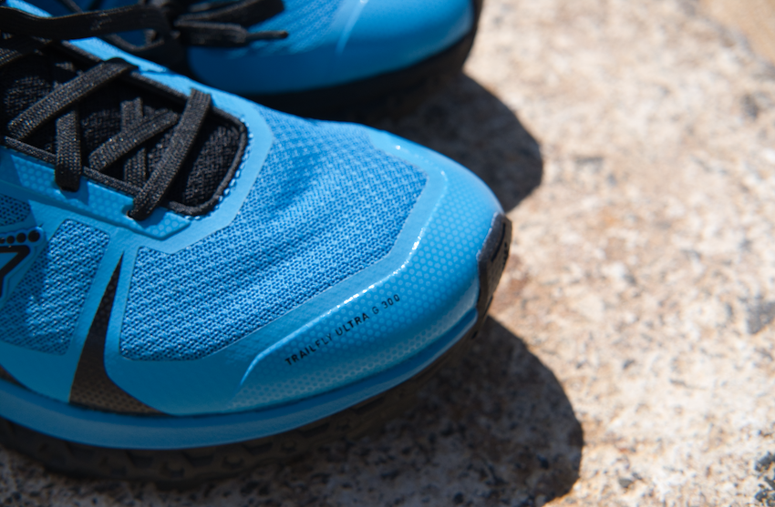 Inov-8 trailfly ultra 300 travel shoes front view of tip