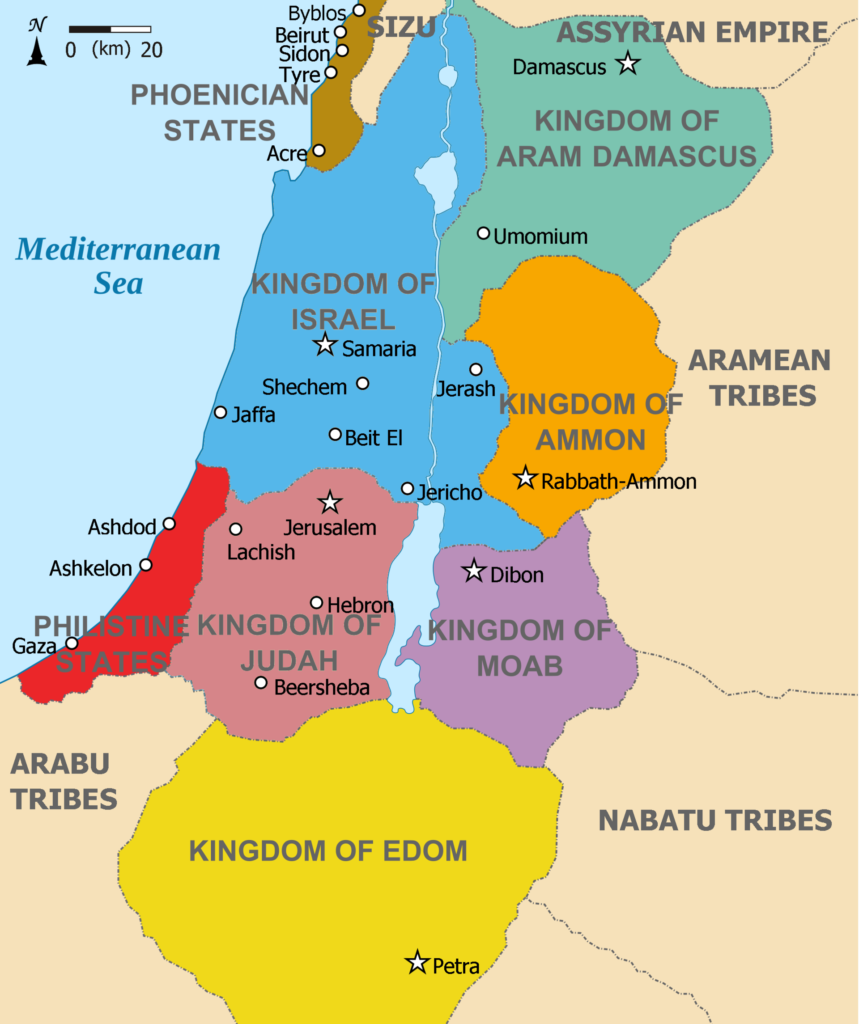 830 BCE Map of the Kingdoms of the Levant