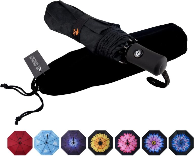 Affordable compact travel umbrella windproof colors